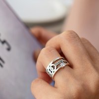 [무배] 실버925 큐빅 앤 체인반지 볼드링 chain pattern ring