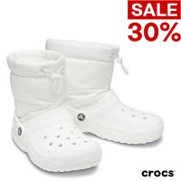 크록스 패딩부츠 화이트 클래식 네오 퍼프 방한 부츠 CROCS