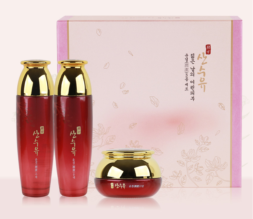 한국화장품 산수유 윤결 스킨+로션+크림 3종세트 - 무료배송