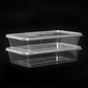 [BW] B500 투명 사각 사출 용기+뚜껑 특소 500세트 / 포장 배달 국 죽용기