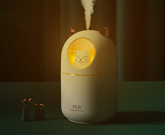 야옹이가습기 대용량가습기 USB 무드등,사무실에서도 필수 미니가습기 캠핑용 KC인증