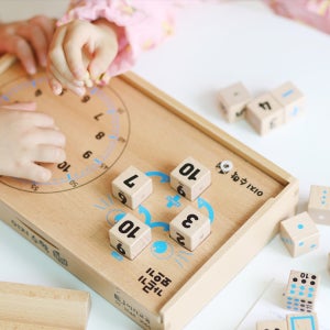 이지수학큐브(가이드북 미포함) 숫자공부 수학교구 원목자석블럭 시계보기