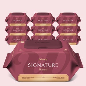 베베숲 시그니처 위드레드 캡형 두꺼운 아기물티슈 70매, 10개