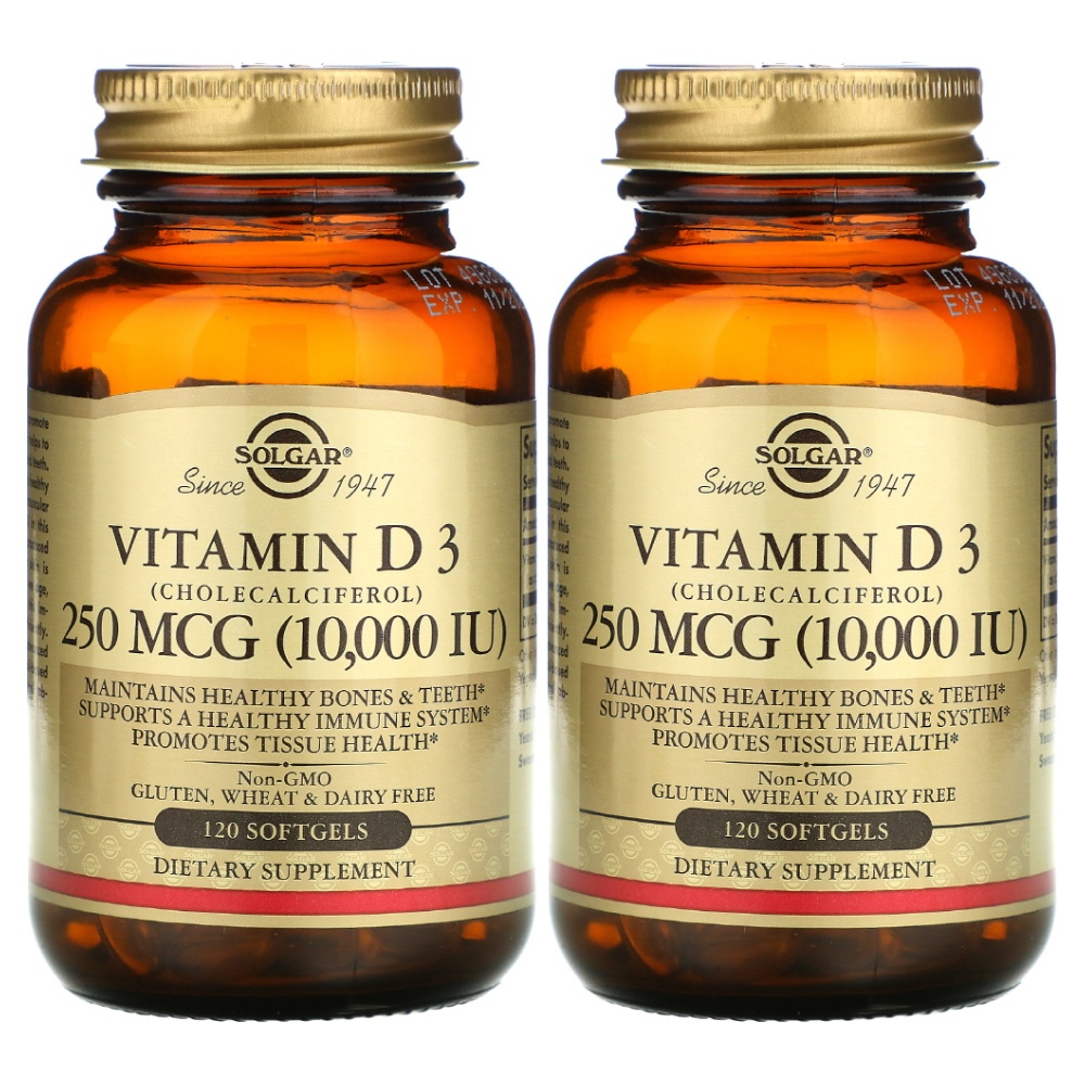 솔가 <b>비타민 D3</b> 250mcg 10000IU 120정 2팩 <b>Vitamin D3</b>