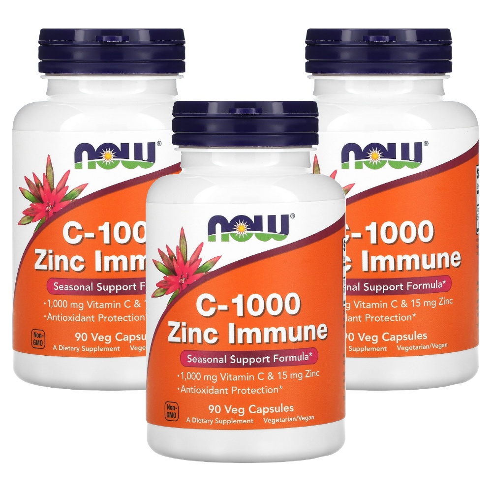 나우푸드 비타민 C 1000 <b>징크 이뮨</b> 90정 3팩 <b>C-1000</b> Zinc Immune