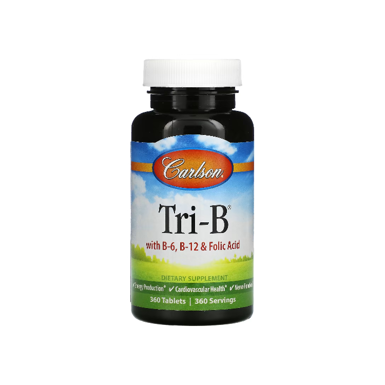 칼슨랩 Tri-B <b>비타민B6</b>, B12 &amp; 엽산 360정