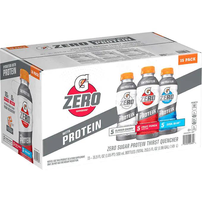 <b>게토레이</b> 제로 슈가 <b>프로틴</b> <b>Gatorade</b> Zero with <b>Protein</b> Variety Pack 500ml 15개입