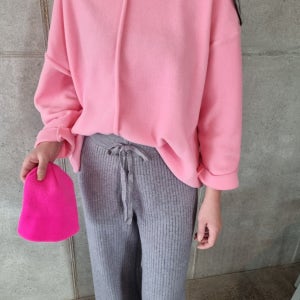 보니따스 뽀송이 브이넥 핀턱 티셔츠 루즈핏 긴팔 겨울티 4COLOR