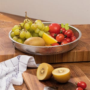 코첸 스텐 타공볼 발달린 국수건지기 소쿠리 채망 과일바구니 납작채반 (CRK0002)