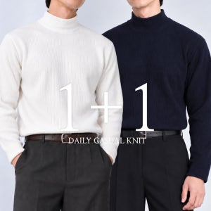 [1+1] 남자 겨울 베이직핏 반목폴라 남성 터틀넥 골지 폴라티 스웨터 챈들러기모폴라니트