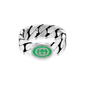 구찌 YBC701612001 (701612 J8410 8414) 인터로킹 G 에나멜 6mm 실버 반지