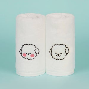 무한타올 캐릭터수건 40수 코마사 푸들이 자수 호텔수건 2매세트 180g 고급 세면타월