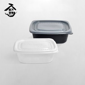 BK 사각죽용기 대(뚜껑포함) 500개입 반투명,검정 950ml 일회용용기 배달포장용기 파스타 비빔밥 덮밥 우동 사각미니탕 고기용기 볶음밥 필라프용기 D