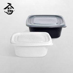 BK 사각죽용기 특대(뚜껑포함) 500개입 반투명,검정 1250ml 일회용용기 배달포장용기 파스타 비빔밥 덮밥 우동 사각미니탕 고기용기 볶음밥 필라프용기 D