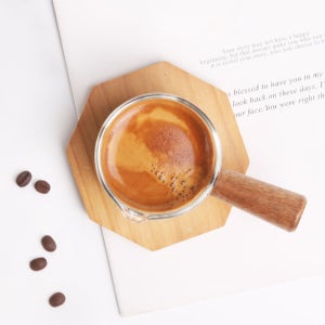 커피 에스프레소샷잔 샷글라스 내열 유리 우드 손잡이 더블 퓨어 글라스 베이직샷잔