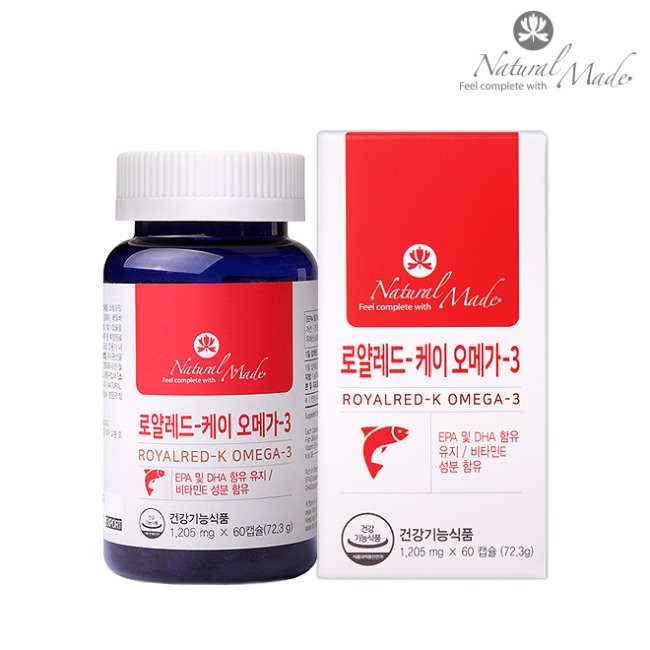 로얄 레드-K 오메가3효능 1,205mgx60정 산후영양제 피를맑게하는음식 <b>중성지방</b>낮추는법