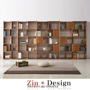 E0 고무나무 원목 거실 확장형 책장 700 4단