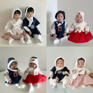 재고보유 아기씨 한복 신생아 슈트 남자 여자 6개월 돌 설빔 포크칩스 연지곤지 남아 여아