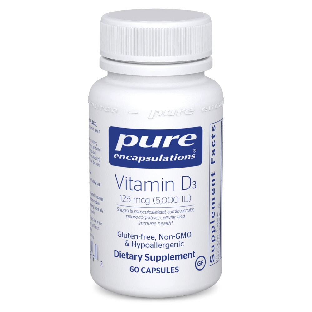 <b>퓨어</b> <b>비타민</b>D 5000IU 60캡슐 <b>비타민</b> D3 ﻿Pure Encapsulations
