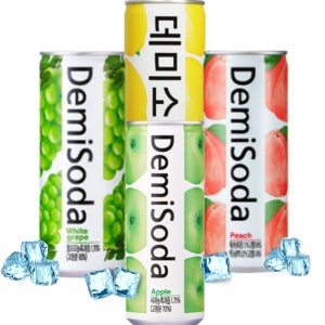 탄산 음료수 데미소다 애플 청포도 래몬 복숭아 250ml 15입+15입 에이드 캔음료