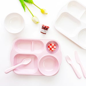 로흐야 유아식판 어린이 다이어트 이유식 어린이집 급식판 세트 멜라민 식기 805핑크