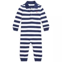 폴로랄프로렌 베이비 스트라이프 메쉬 폴로 우주복 영유아 커버롤 Baby Striped Mesh Polo Coverall