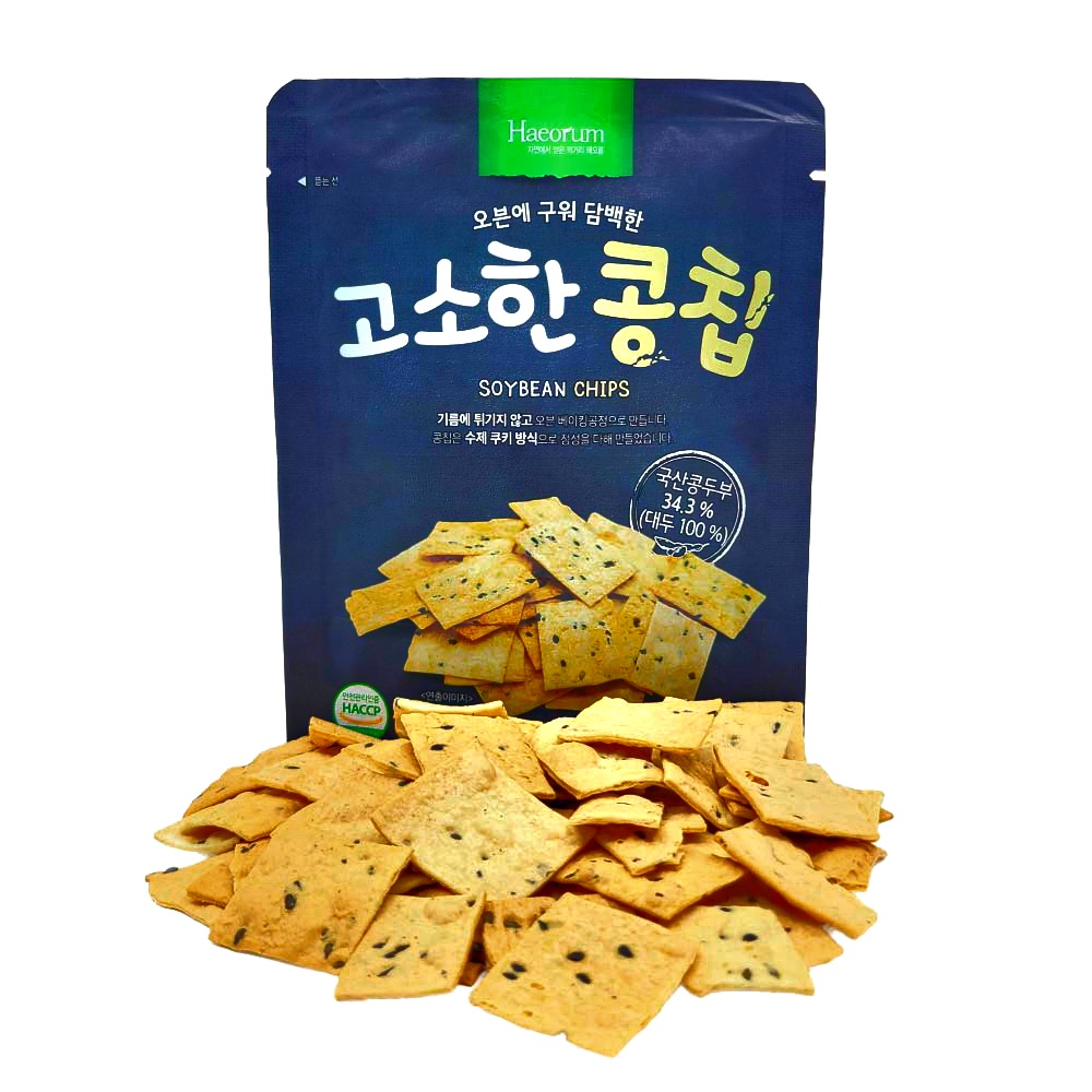 고소한 콩칩 5봉 오븐에 구운 수제 두부과자 국산 탕비실 어르신 건강한 칼로리 낮은 간식