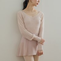 V넥 Ballerina 스웨터 3color 긴팔 크롭 워머 탑 성인 발레 니트