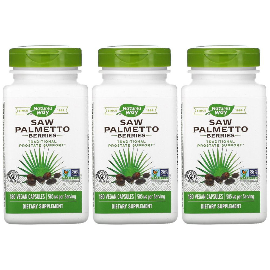 네이쳐스 웨이 <b>쏘팔메토 베리</b> 585mg 180캡슐 X 3통 식물성 캡슐