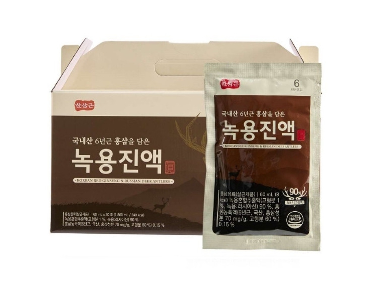 <b>한삼근</b> 홍삼 담은 <b>녹용진액</b> <b>녹용</b>엑기스 액기스 홍삼선물 <b>60ml</b> x 30포