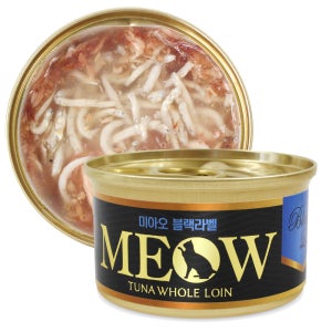 MEOW 미아오 프리미엄 블랙라벨 그레이비 참치+치어 고양이캔 85g