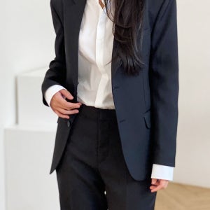 키큰여자 수트 면접용 정장 심플리 모던 리브 수트 셋업