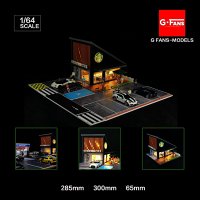 GFANS 스타벅스 야외주차장8종 1:64 스케일 다이캐스트 LED 전시장 주차장 디오라마