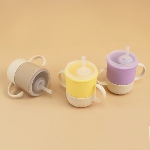 모니 실리콘 양손 멀티 빨대컵 250ml, 흘림방지 아기컵 유아식기