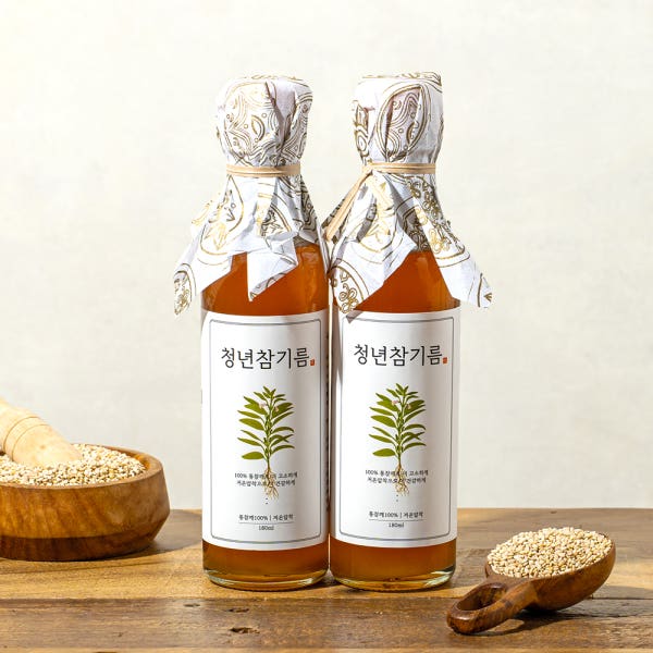 전라도청년 저온압착 100% 통참깨 참기름 180ml+180ml