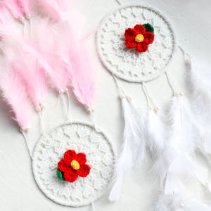 제주 동백 깃털 드림캐처 벽장식 인테리어 레이스 펄 드림캐쳐 이사 선물