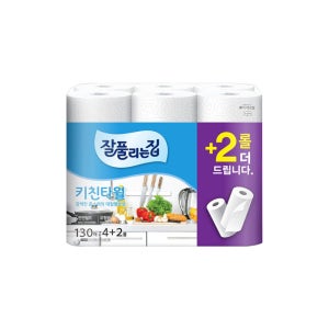 미래생활 잘풀리는집 천연펄프 키친타월 130매 6롤