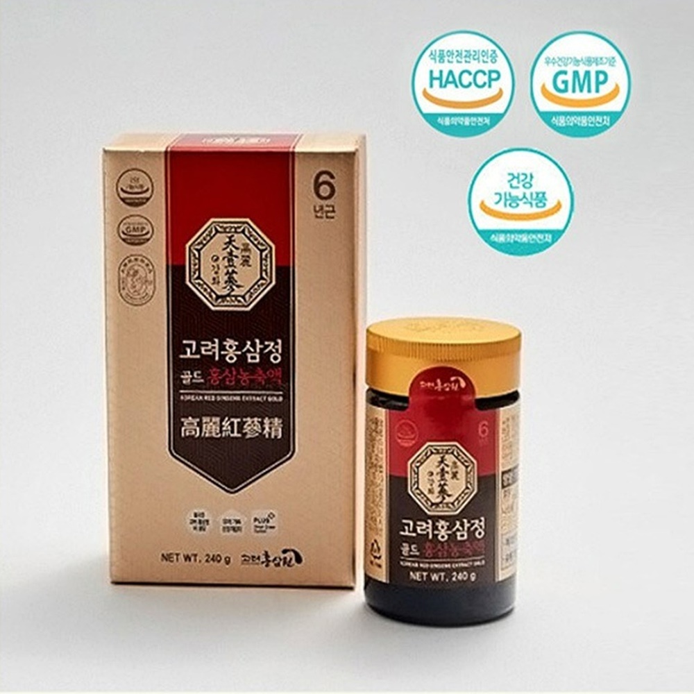 고려 홍삼정 골드 240g <b>진세노사이드</b> <b>Rg1</b>+<b>Rb1</b>+<b>Rg3</b> 17.3mg 면역력 피로개선