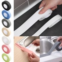 싱크대 쫄대 걸레받이 걸래받이 몰딩 플라스틱 Sealing Strip Bathroom Shower Sink Bath Caulk Tape White PVC Self Adhesive