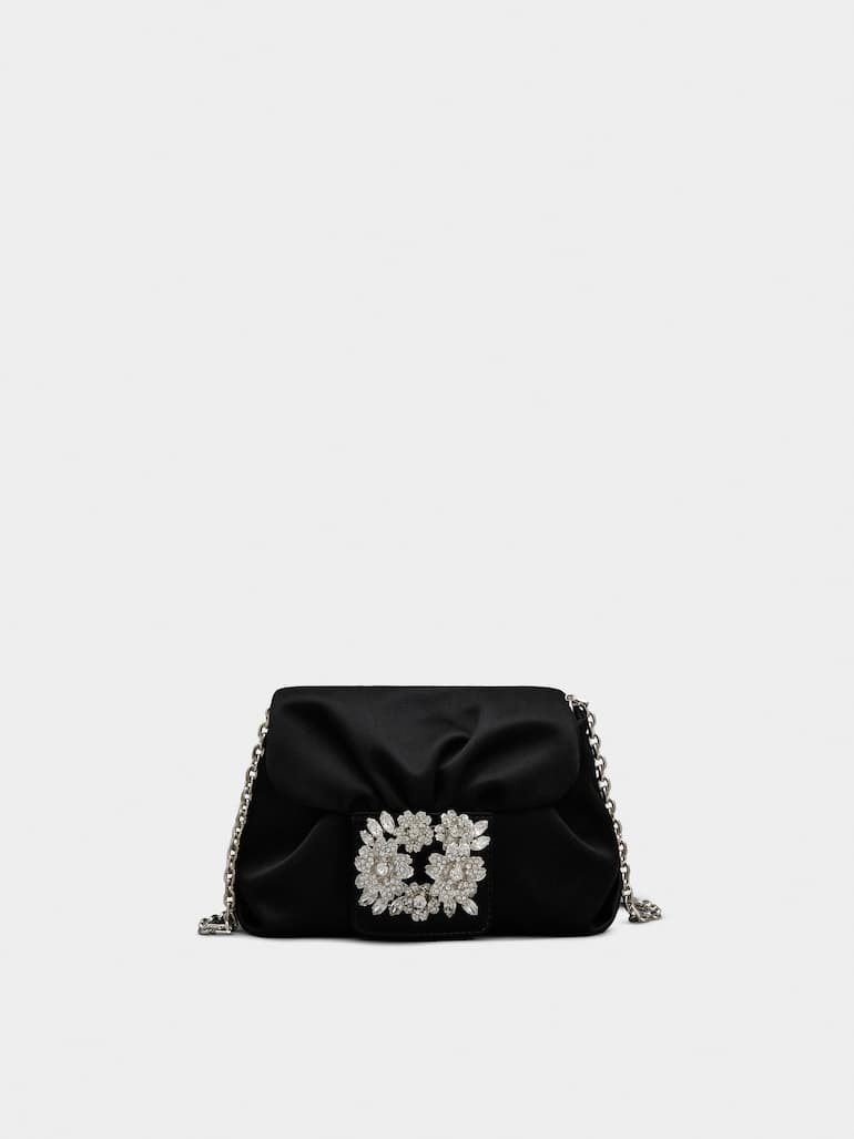 로저비비에 부케 스트라스 버클 드라페 마이크로백 RV Bouquet Strass Buckle Drapé Micro Bag in Satin RBWANVC0001RS0B999