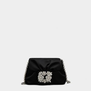 로저비비에 부케 스트라스 버클 드라페 마이크로백 RV Bouquet Strass Buckle Drapé Micro Bag in Satin RBWANVC0001RS0B999