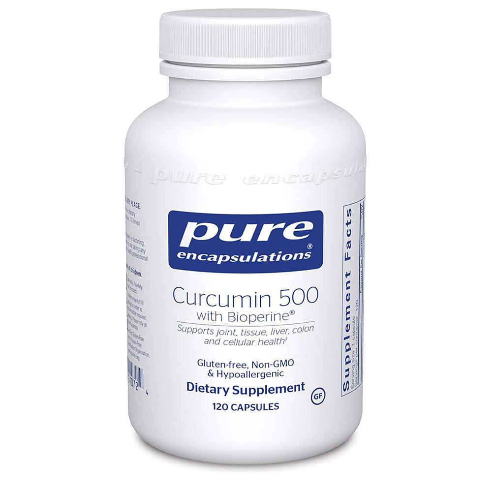 <b>PureEncapsulations Curcumin</b> 500 with Bioperine 퓨어인캡슐레이션즈 커큐민 500 바이오페린 120 캡슐