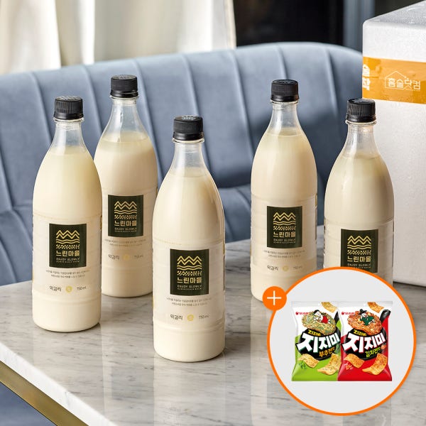 무아스파탐 프리미엄 느린마을막걸리 750ml x 5입 + 지지미 증정(맛랜덤)