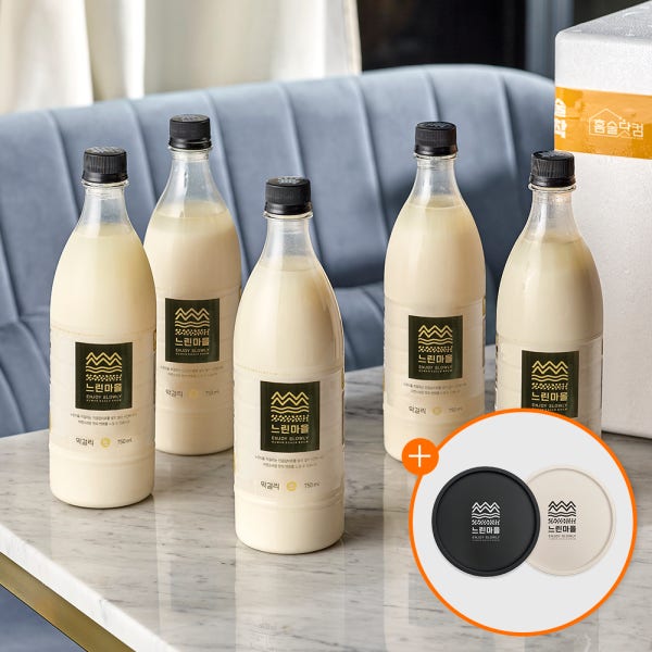 무아스파탐 프리미엄 느린마을막걸리 750ml x 5입+코스터 증정(색상 랜덤)