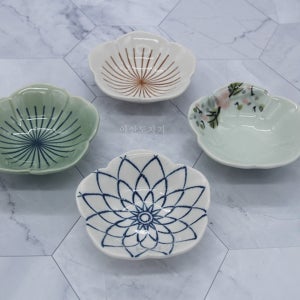 꽃 종지 양념 미니 간장 소스 그릇 진사사매