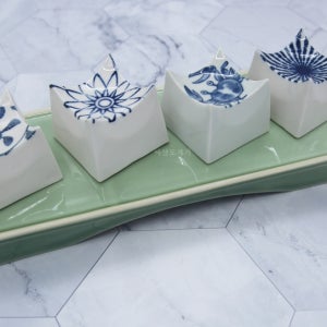 뿔와사비 종지 소스 그릇 당초