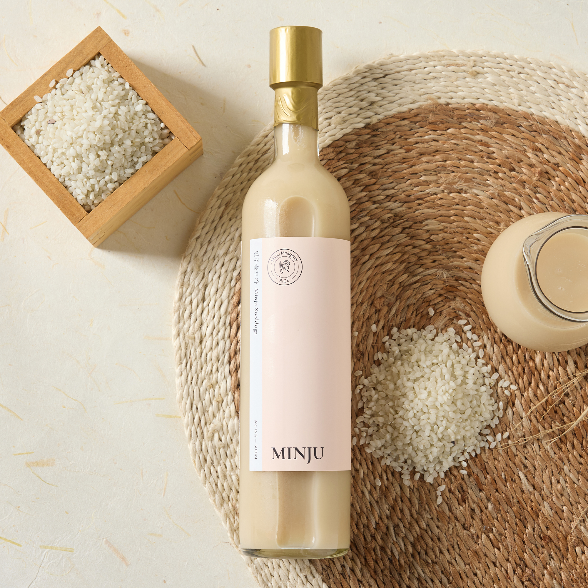Minju Ssal Makgeolli 16% 500ml Aspartame-Free Premium Handmade Makgeolli