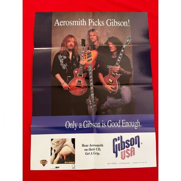 Gibson 깁슨 기타 AEROSMITH와 LES PAUL 컬렉션 1993을 특징으로 하는 GIBSON의 프로모션 포스터