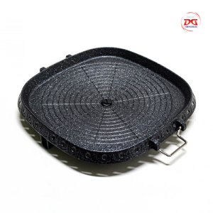 국산 사각 그릴팬 양손고리형 불판 29-33cm / 중앙 나사를 돌려 기름 제거 버너사용