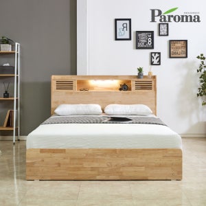 파로마 엘빈 led 원목 서랍 수납 퀸사이즈 침대 Q